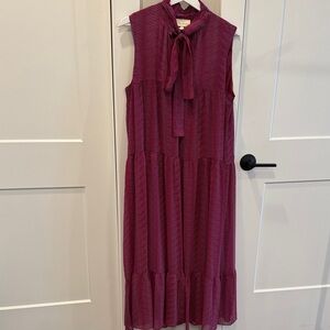 MELLODAY Sleeveless Tie-Neck Midi Dress in Burgundy